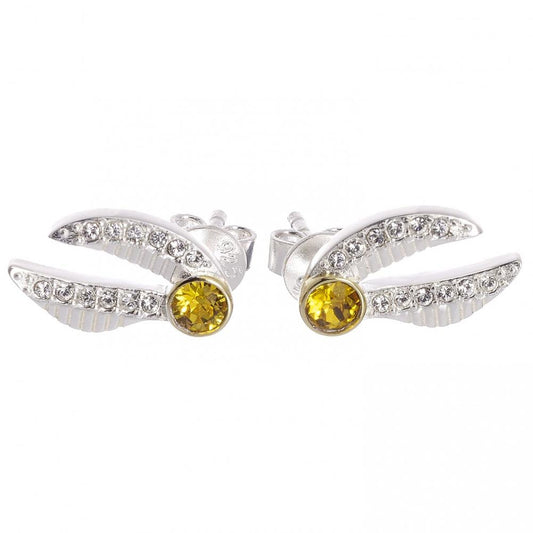 Harry Potter Sterling Silver Golden Snitch Crystal Stud Earrings