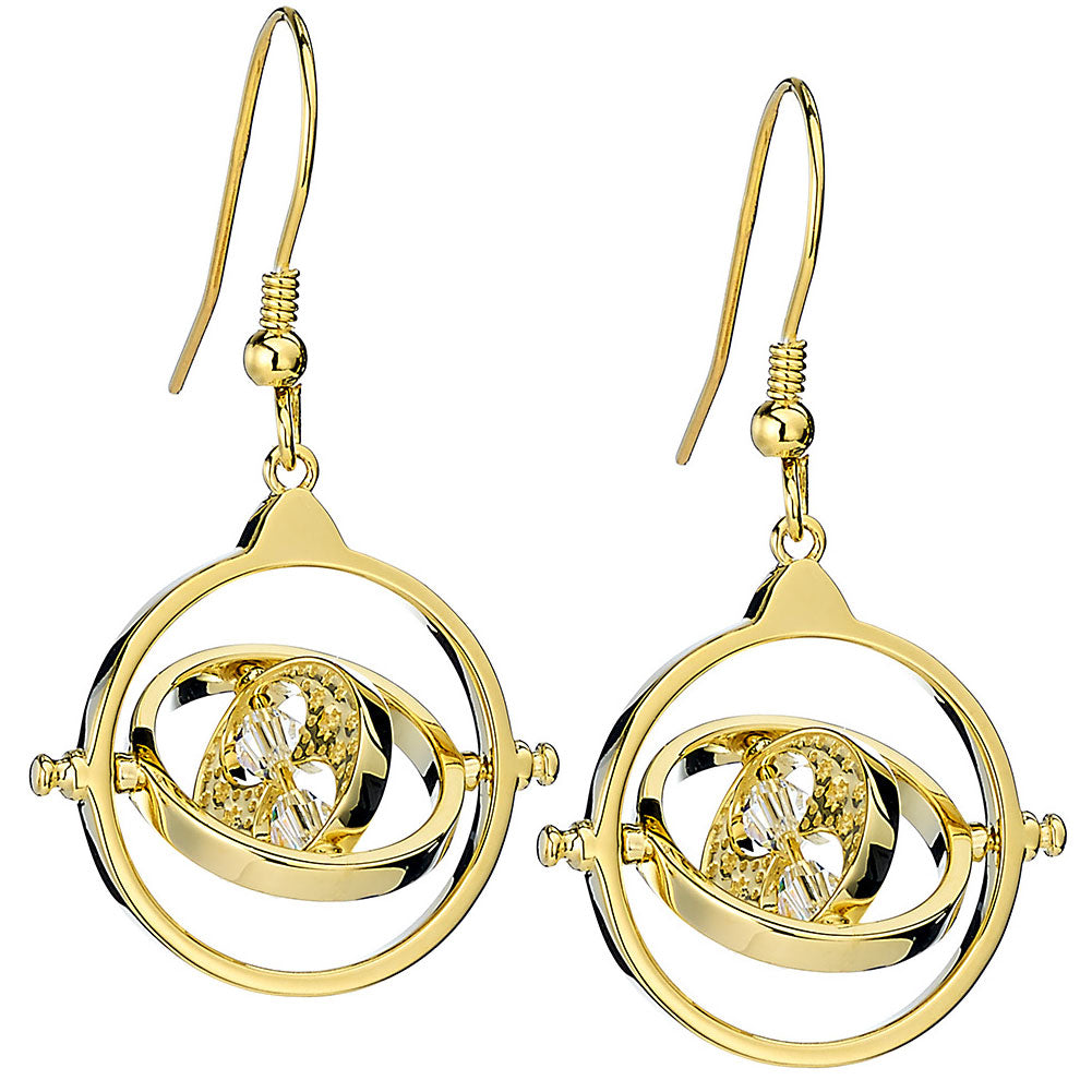 Harry Potter Gold Plated Time Turner Crystal Hook Earrings