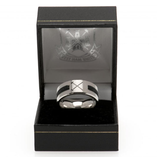 West Ham United FC Black Inlay Ring Large HM