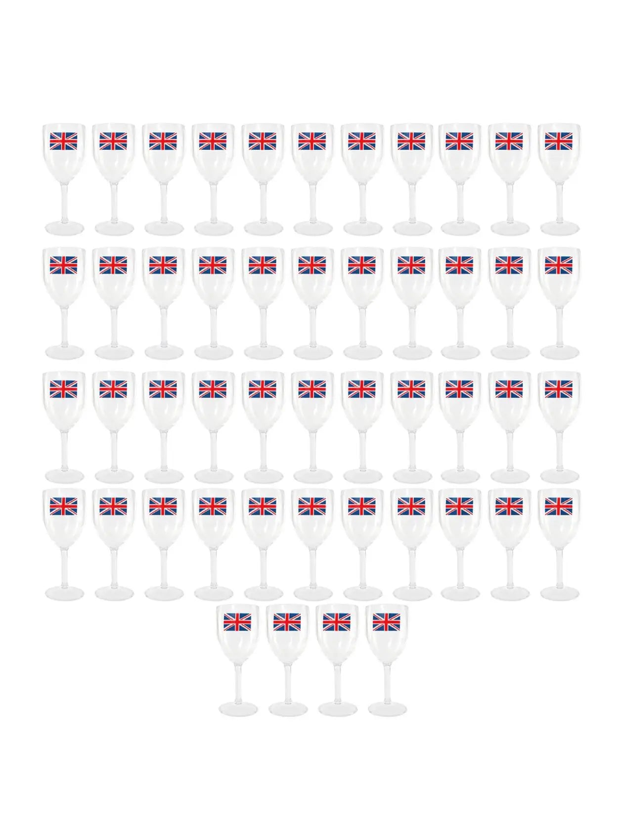 Pack of 12 Union Jack Plastic Wine Glasses – 300ml Durable Reusable Cups for Parties & Celebrations