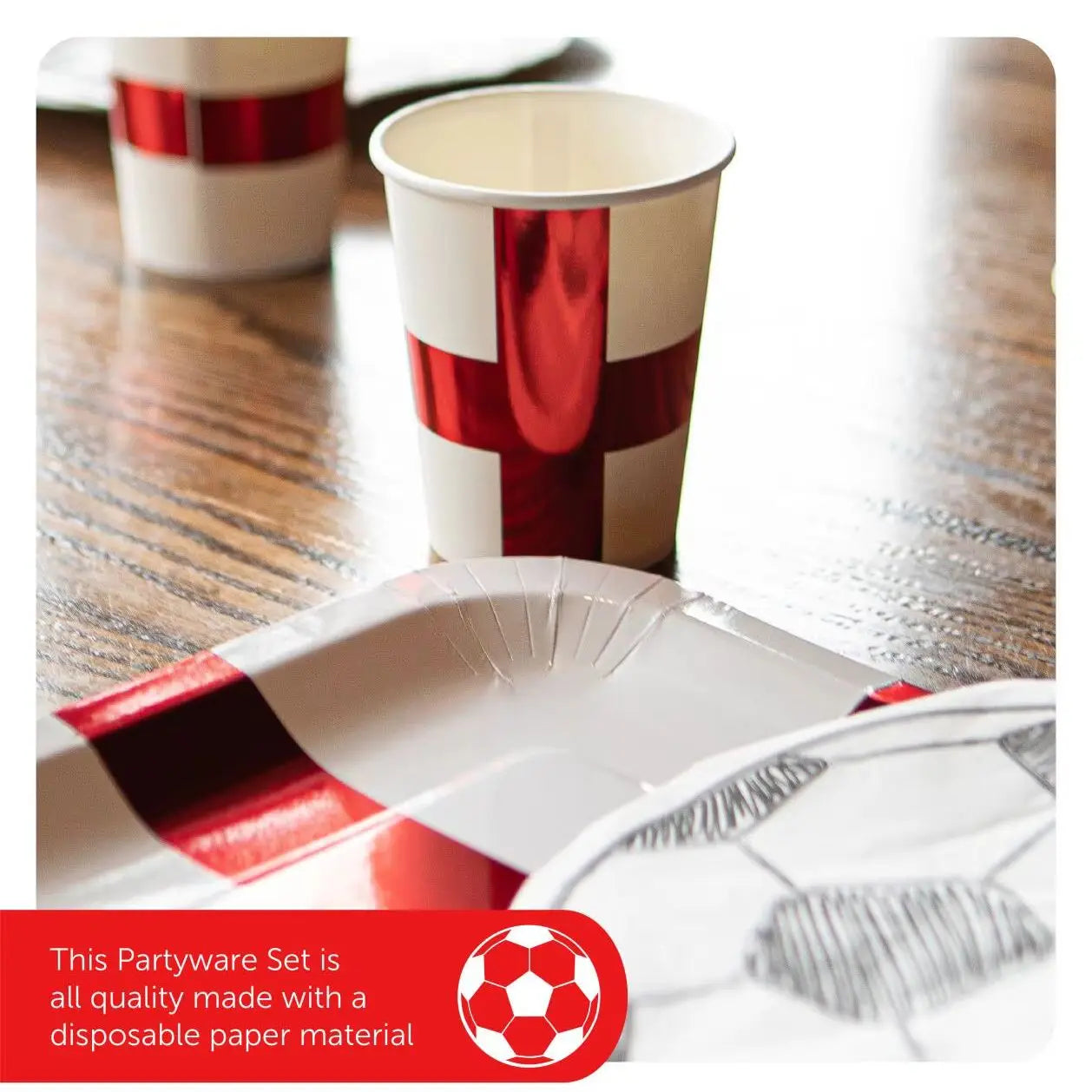40pc England Football Party Set – Plates, Cups & Napkins for English Football Events
