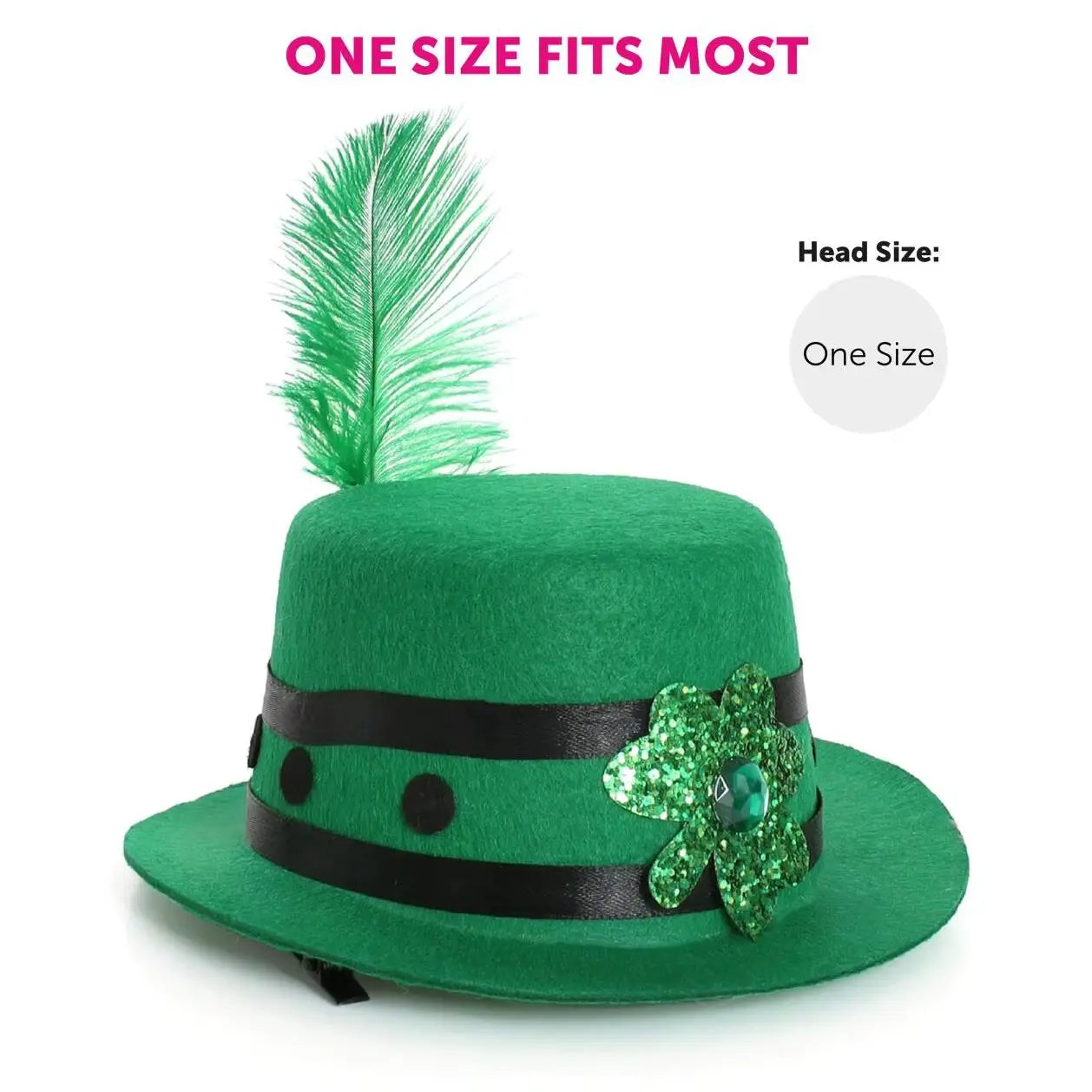 Mini Irish Fascinator Hat with Feather – Green Clover & Ribbon Decoration for St Patrick’s Day