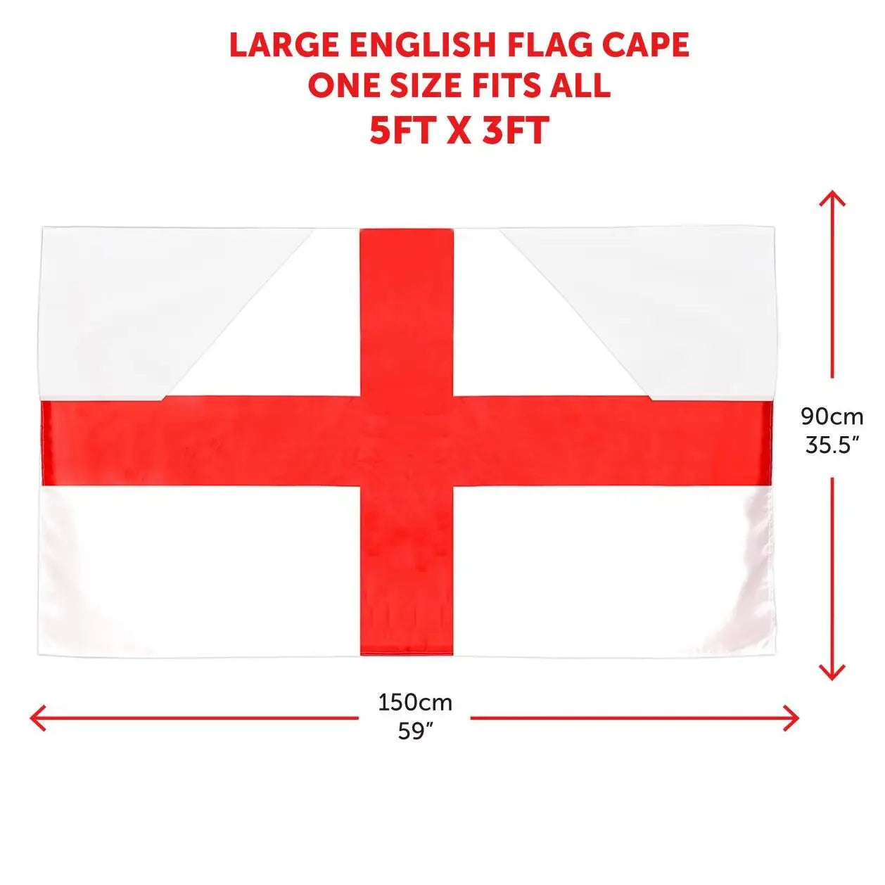 England Wearable Flag Cape 5×3 ft – St George’s Flag with Armholes for Football & Rugby