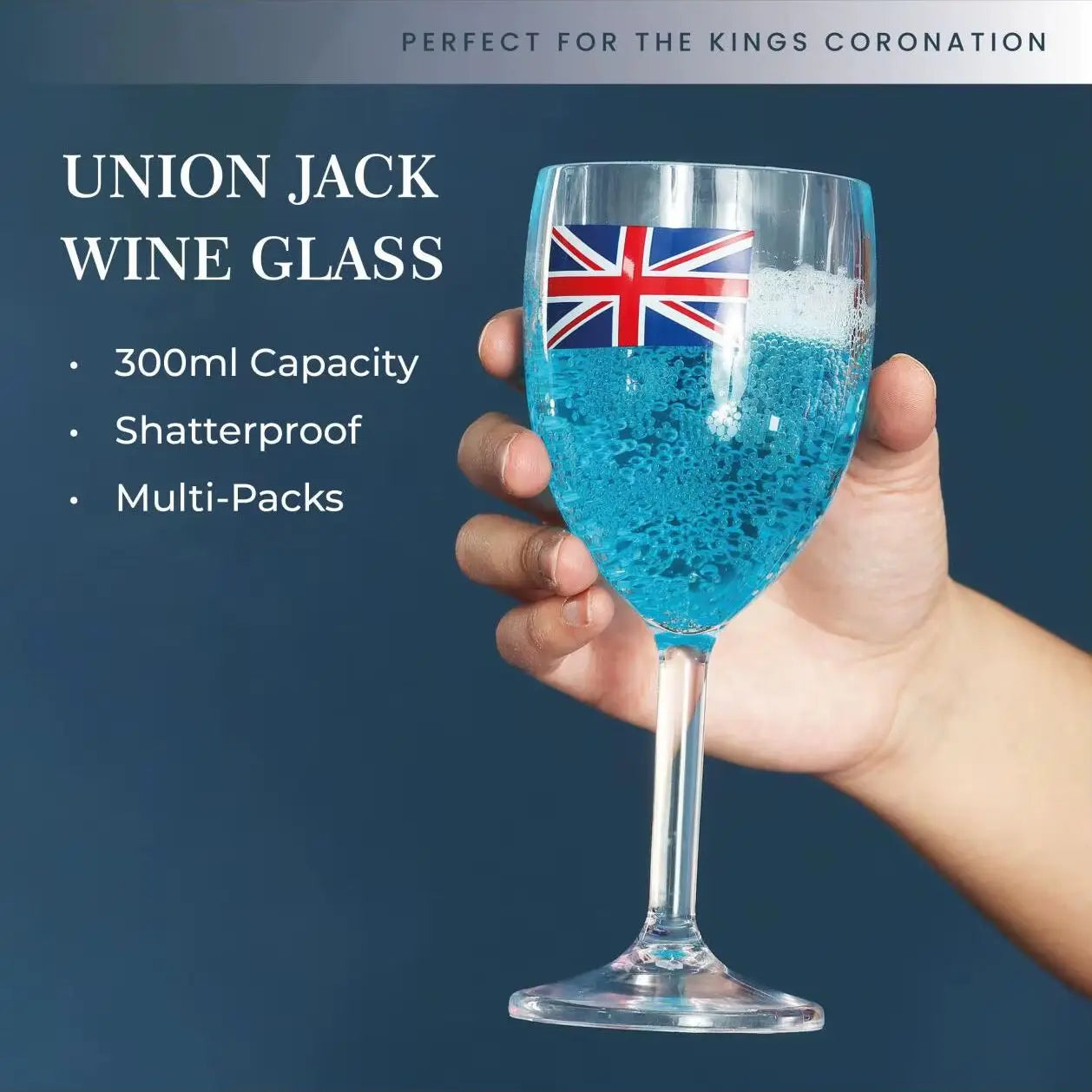 Pack of 12 Union Jack Plastic Wine Glasses – 300ml Durable Reusable Cups for Parties & Celebrations