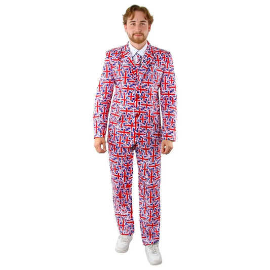 Adults Union Jack Suit – Jacket & Trousers for VE Day, King’s Coronation & British Celebrations