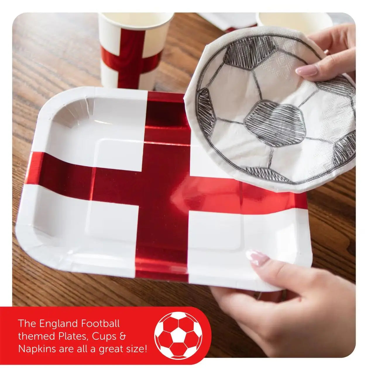 40pc England Football Party Set – Plates, Cups & Napkins for English Football Events