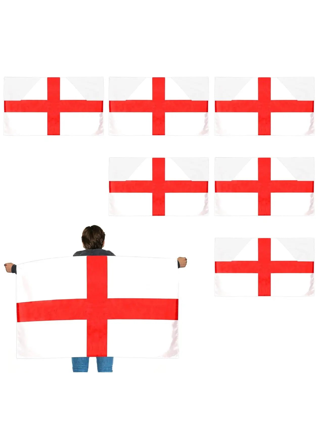 England Wearable Flag Cape 5×3 ft – St George’s Flag with Armholes for Football & Rugby