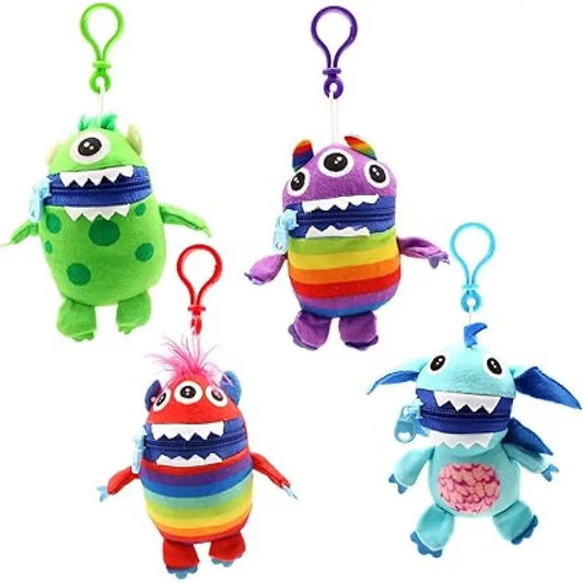 Worry Yummy Monster Keyring Pack – 4 Soft Toys (13 cm) for Kids, Anxiety & Stress Relief