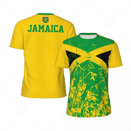 Men’s Jamaica Flag Football T-Shirt - 3D National Emblem Casual Tee