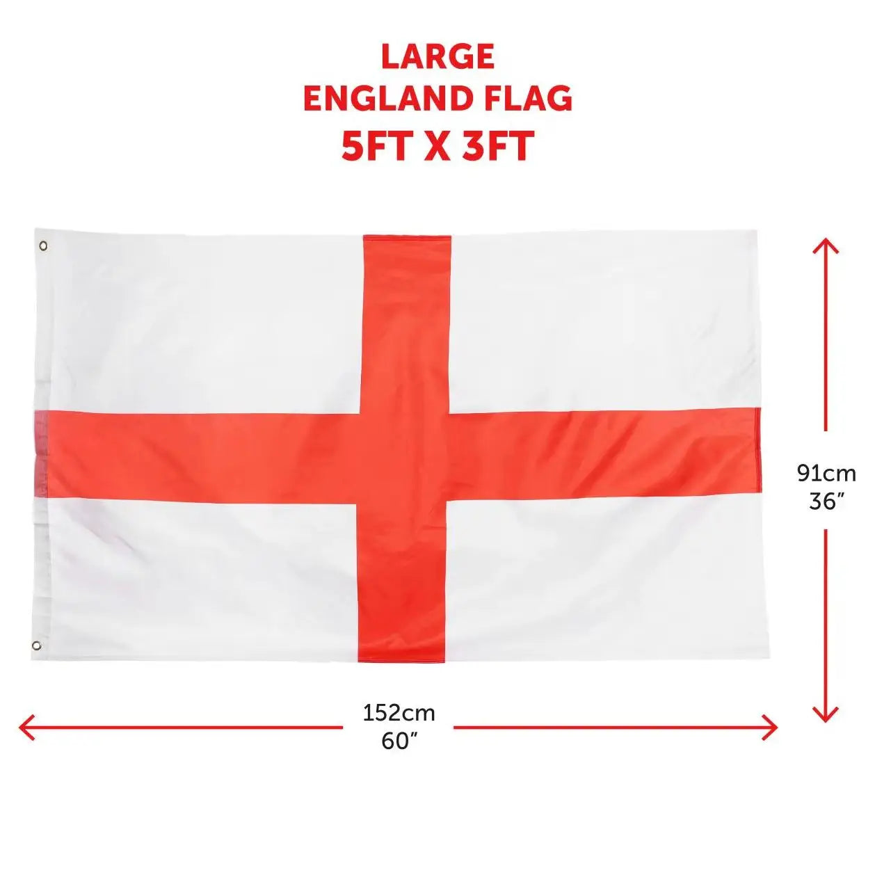 Large England Flag 5×3 ft – St. George’s Day & Euros Football Supporter Banner for Indoor & Outdoor