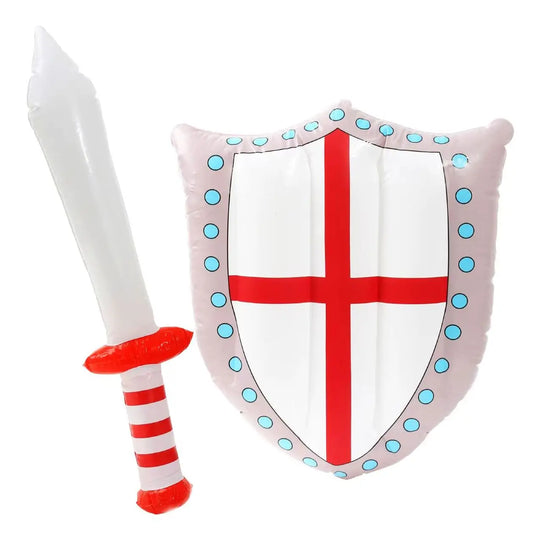 England Inflatable Sword & Shield Set – 24" Sword & 18"x13" Shield for Sports & English Celebrations