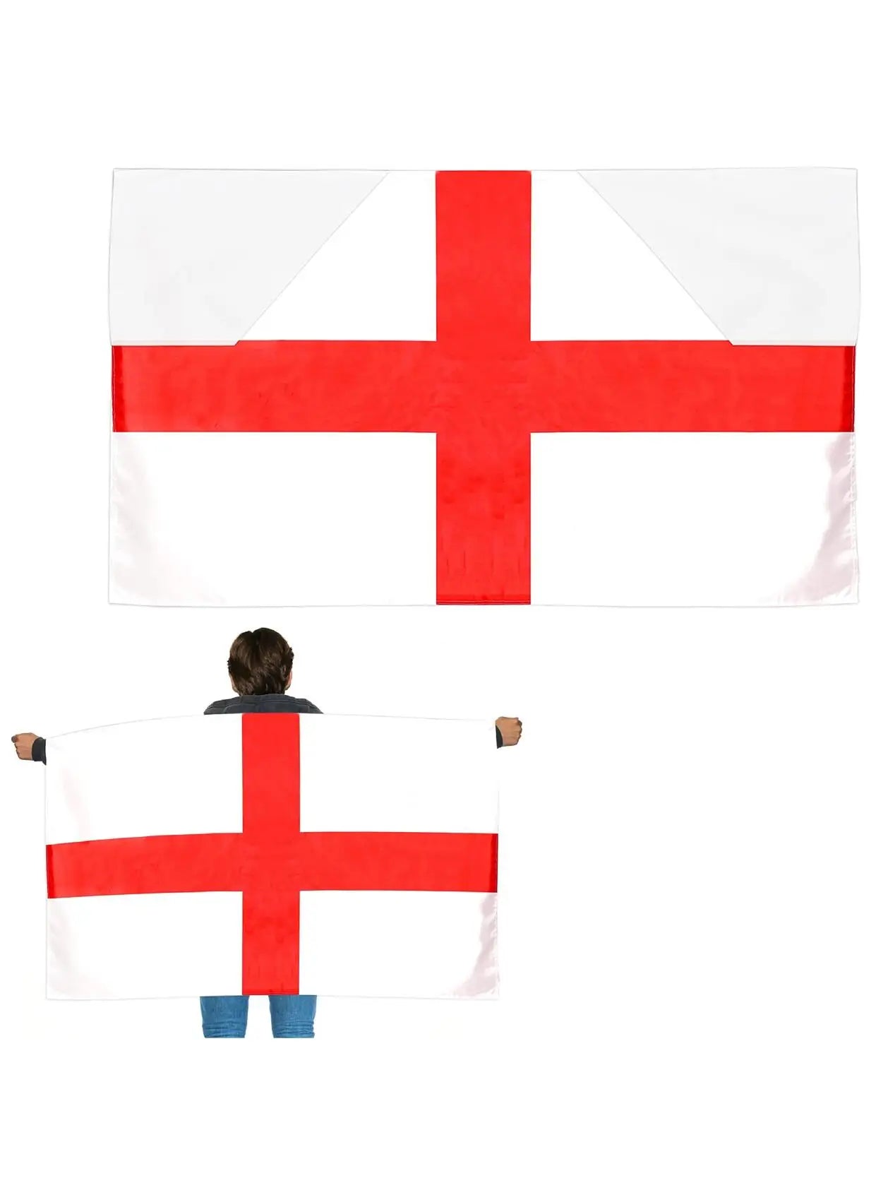 England Wearable Flag Cape 5×3 ft – St George’s Flag with Armholes for Football & Rugby