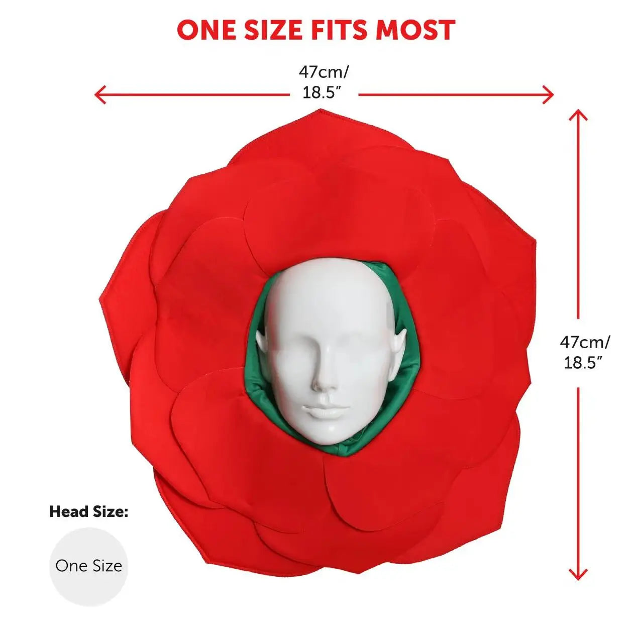 England Rose Hat – Red Petal Headpiece with Green Hood for Rugby & Football Fans