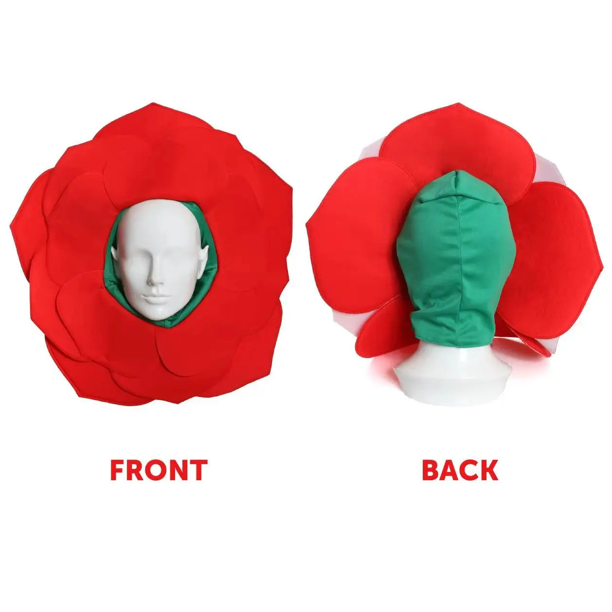 England Rose Hat – Red Petal Headpiece with Green Hood for Rugby & Football Fans