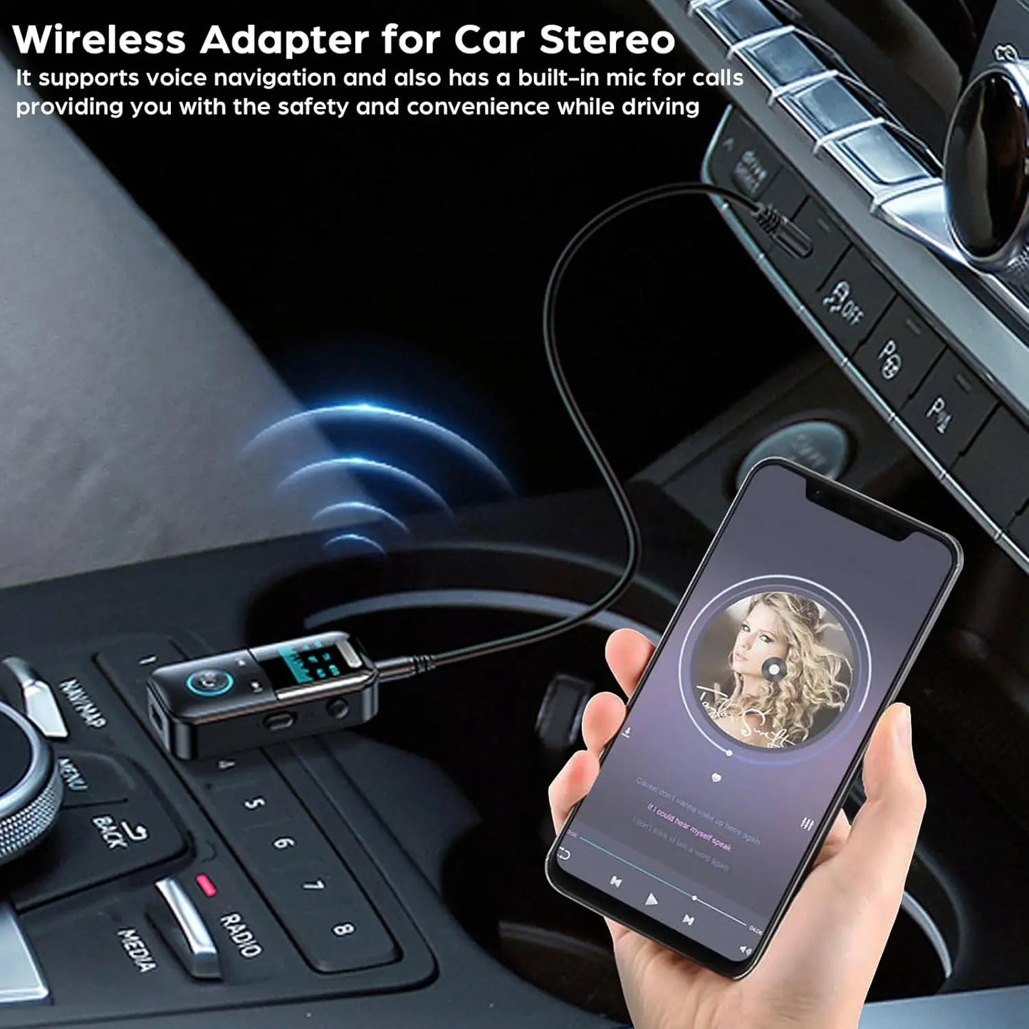 Bluetooth 5.4 AUX Adapter 3.5mm Receiver Transmitter LED for Car & TV