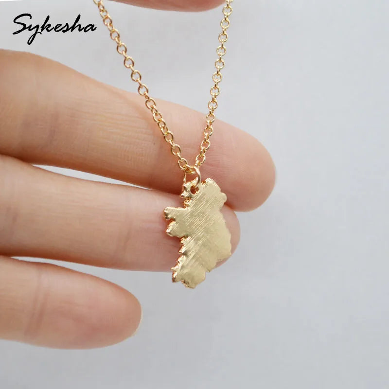 Ireland Map Pendant Necklace - National Map Charm Jewelry for Men & Women