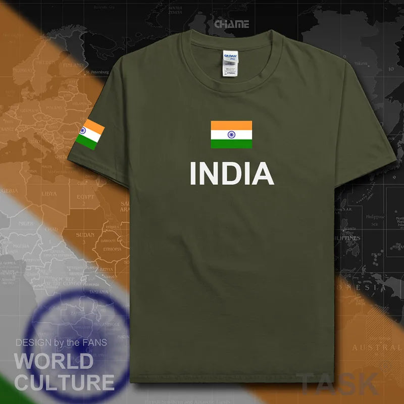 Republic of India T-Shirt - Men’s Cotton Tee with Flag for Streetwear & Fitness