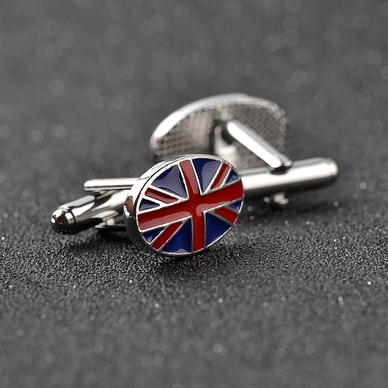 UK England Flag Cufflinks Set Oval British Patriotic Men Gift Jewelry