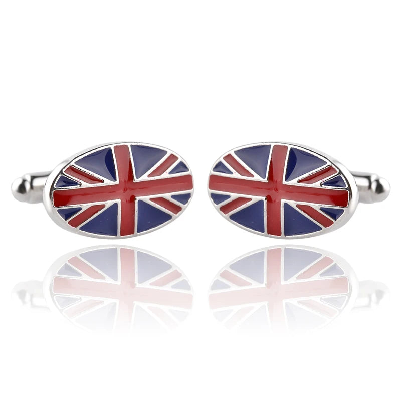 UK England Flag Cufflinks Set Oval British Patriotic Men Gift Jewelry