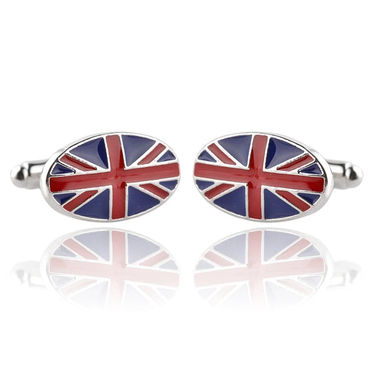 UK England Flag Cufflinks Set Oval British Patriotic Men Gift Jewelry