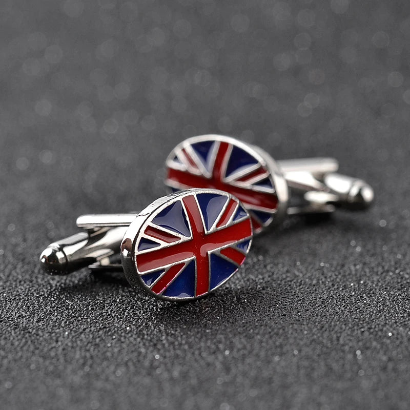 UK England Flag Cufflinks Set Oval British Patriotic Men Gift Jewelry