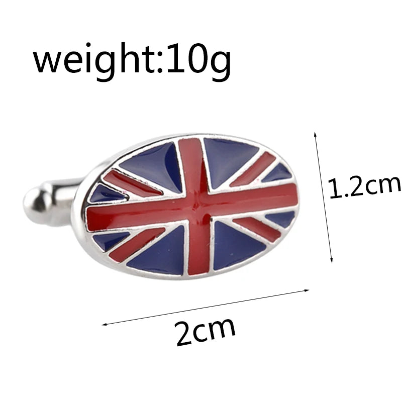 UK England Flag Cufflinks Set Oval British Patriotic Men Gift Jewelry
