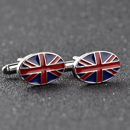 UK England Flag Cufflinks Set Oval British Patriotic Men Gift Jewelry