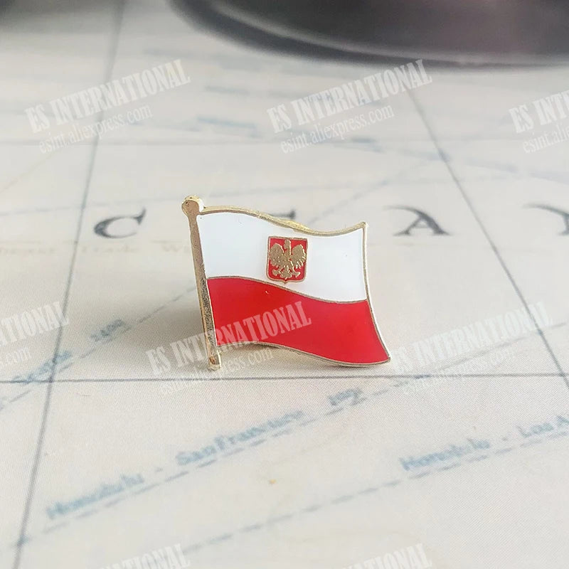Poland Eagle Flag Embroidery Patch - Shield & Square Pin Set for Clothes & Bags