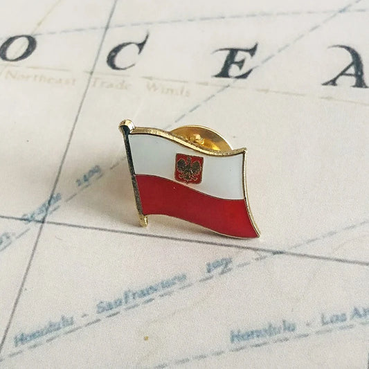 Poland Eagle Flag Embroidery Patch - Shield & Square Pin Set for Clothes & Bags