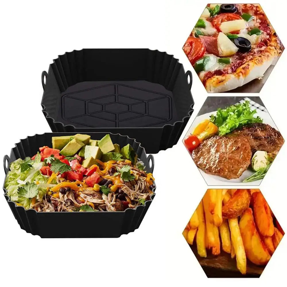 Reusable Silicone Air Fryer Liner Square Non Stick Air fryer Basket Pad