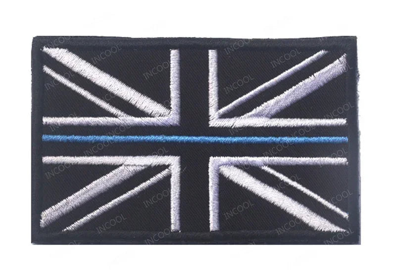 UK British Flag Embroidered Patch Hook Loop Reflective Badge Applique