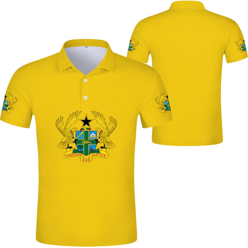 Ghana Flag Graphic Polo Shirt – National Emblem & Map Jersey Top for Men & Kids