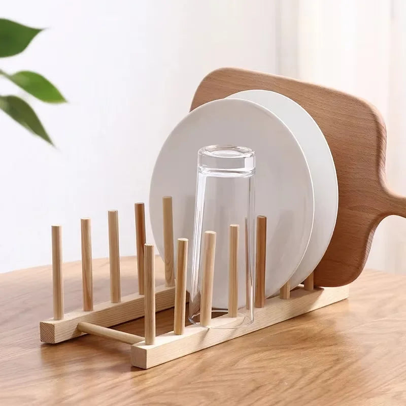 Wooden Dish Drying Rack Kitchen Storage Stand Eco Friendly Organizer