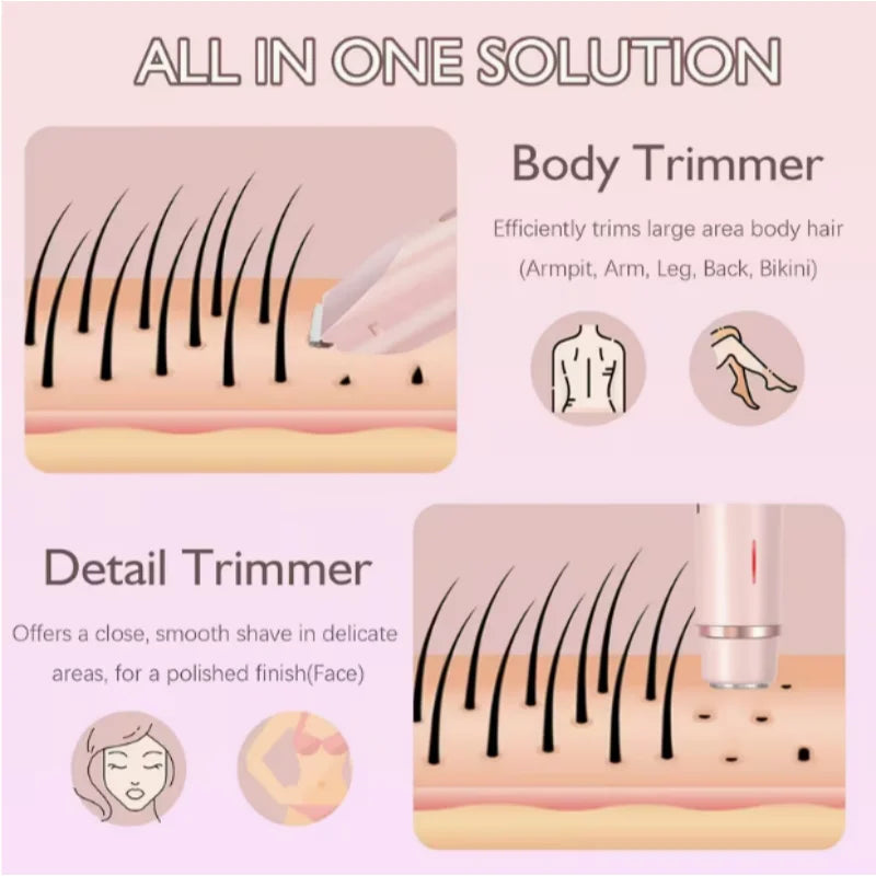 2-in-1 Waterproof Electric Bikini Trimmer Rechargeable Mini Shaver