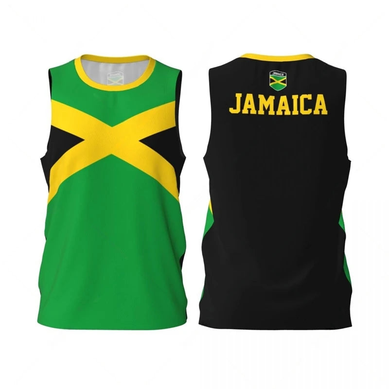 Jamaica Flag Graphic Tank Top - 3D Printed Sports Sleeveless Vest