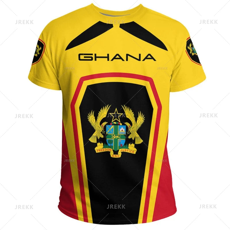 Ghana 3D Print Independence Day T-Shirt - National Map & Flag Emblem Graphic