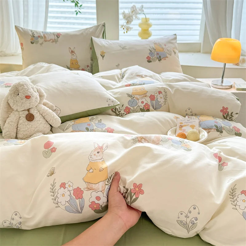 Bonenjoy Floral Duvet Cover Set 3pcs Soft Polyester Bedding Set