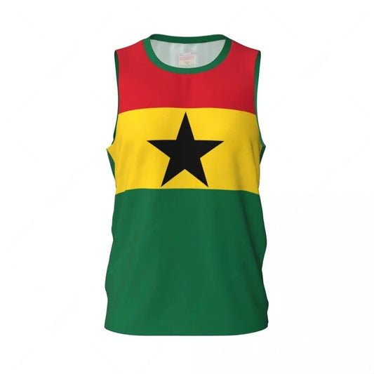 Ghana Flag Basketball Tank Top - 3D National Emblem Printed Sports Jersey, Loose & Breathable