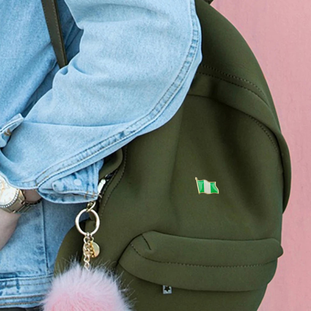 Nigeria Flag Metal Lapel Pin - Multicolour Patriotic Pin for Clothing