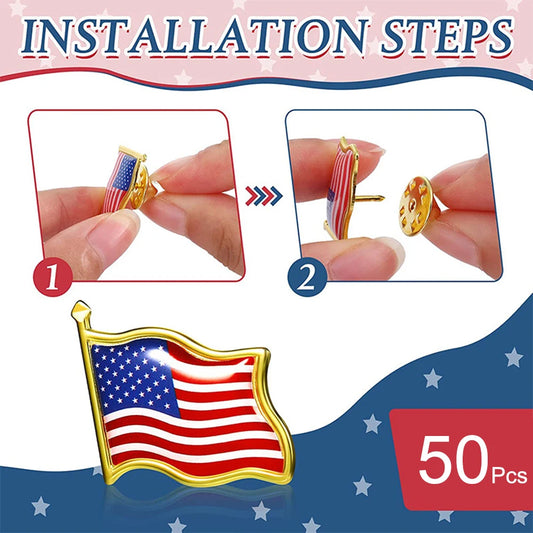 Patriotic Flag Brooch Pins Set Metal Lapel Badge Bulk Gift Jewelry