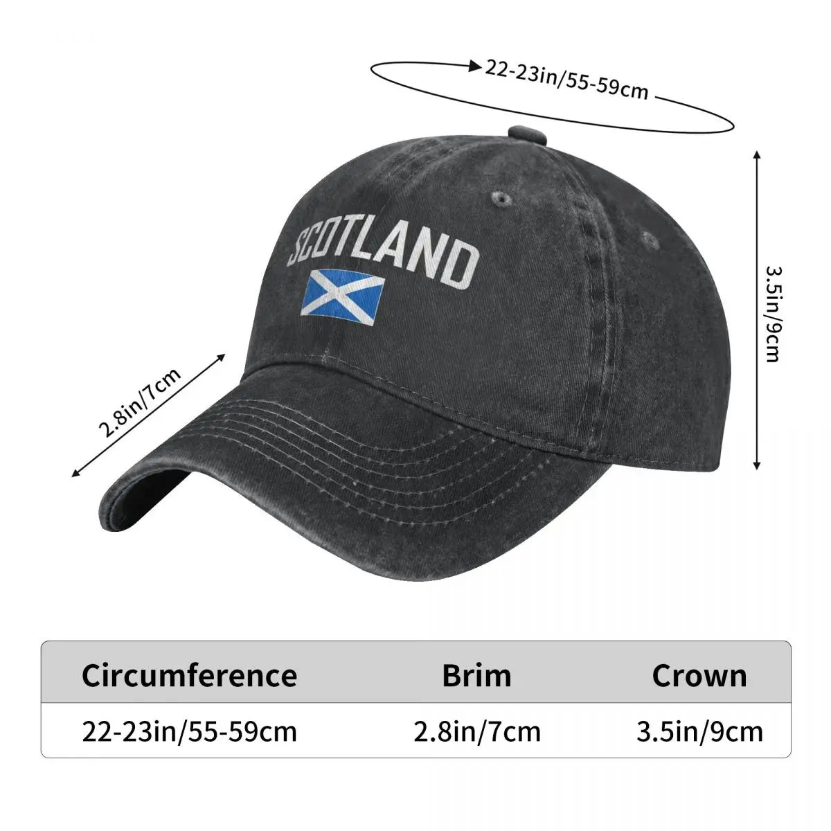 Scotland Flag Baseball Cap Vintage Cotton Washed Denim Dad Hat Unisex