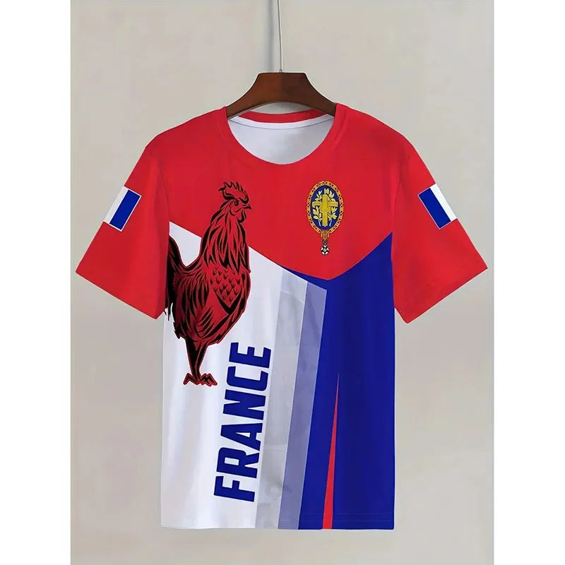 France Retro Flag T-Shirt – Oversized Streetwear Football Harajuku Tee