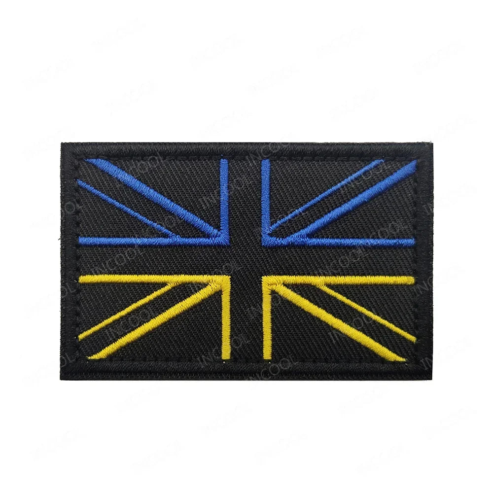 UK British Flag Embroidered Patch Hook Loop Reflective Badge Applique