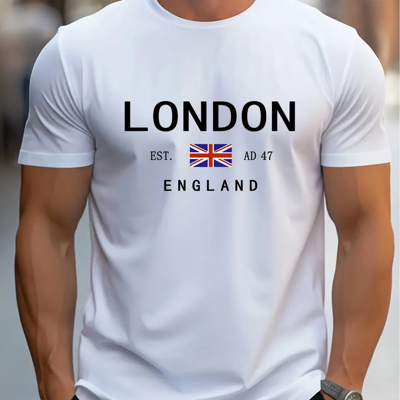 Men’s London England Cotton T-Shirt - Summer Casual Loose Round Neck Short Sleeve