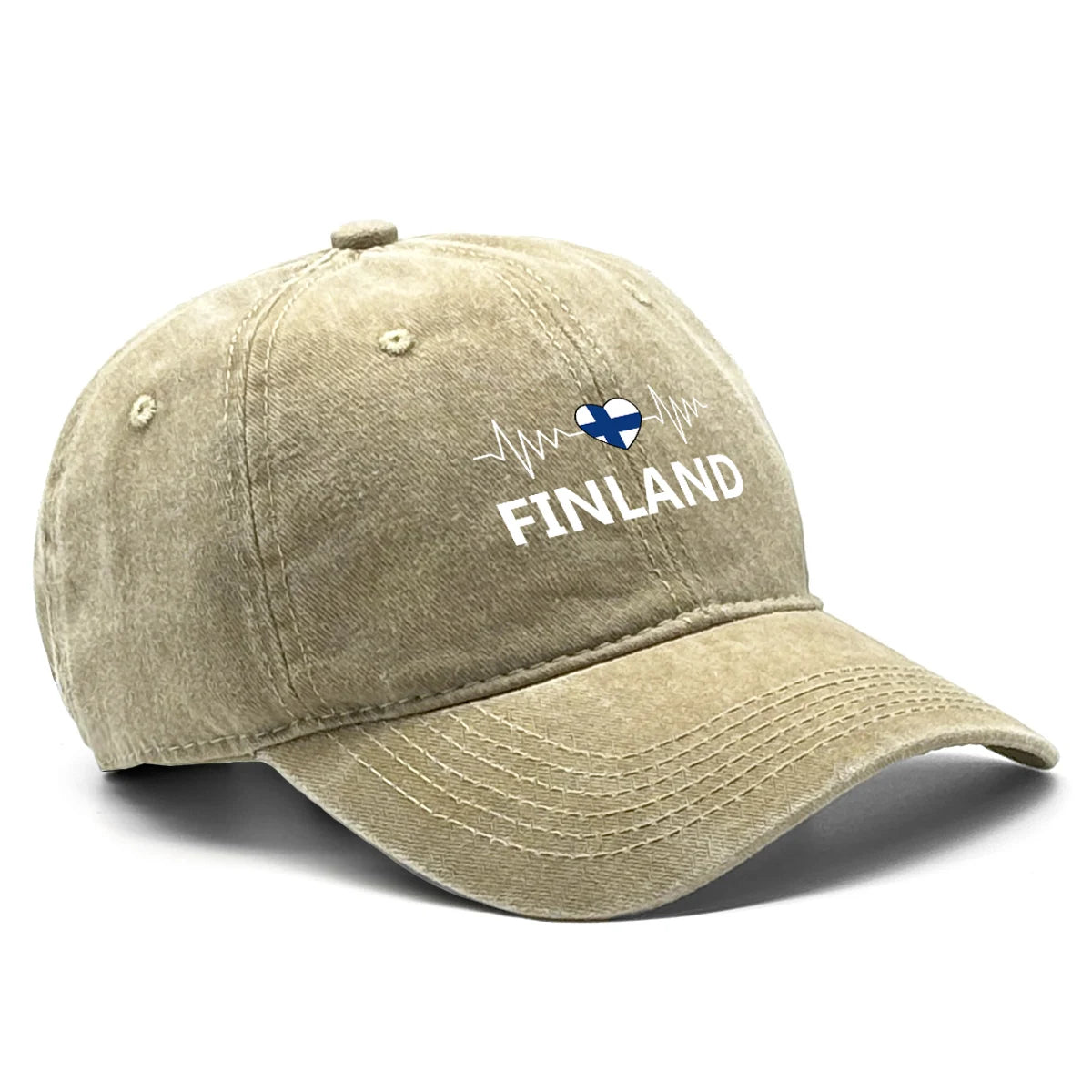 Heart-Shaped Finland Flag Snapback Cap - Adjustable Distressed Baseball Hat for Men & Women