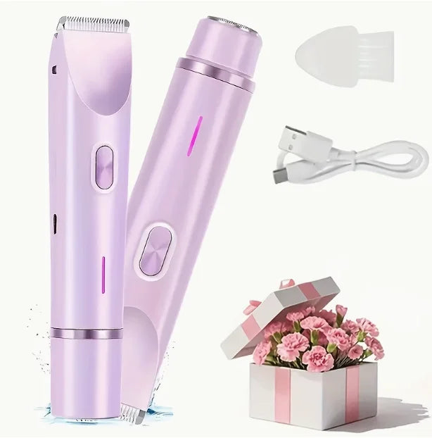 2-in-1 Waterproof Electric Bikini Trimmer Rechargeable Mini Shaver