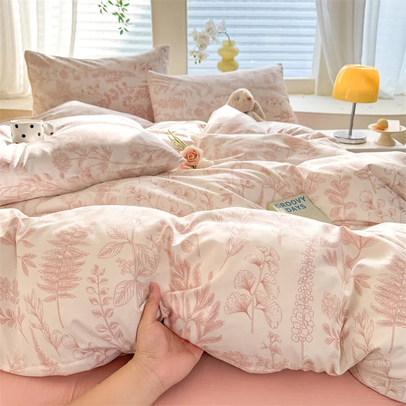Bonenjoy Floral Duvet Cover Set 3pcs Soft Polyester Bedding Set
