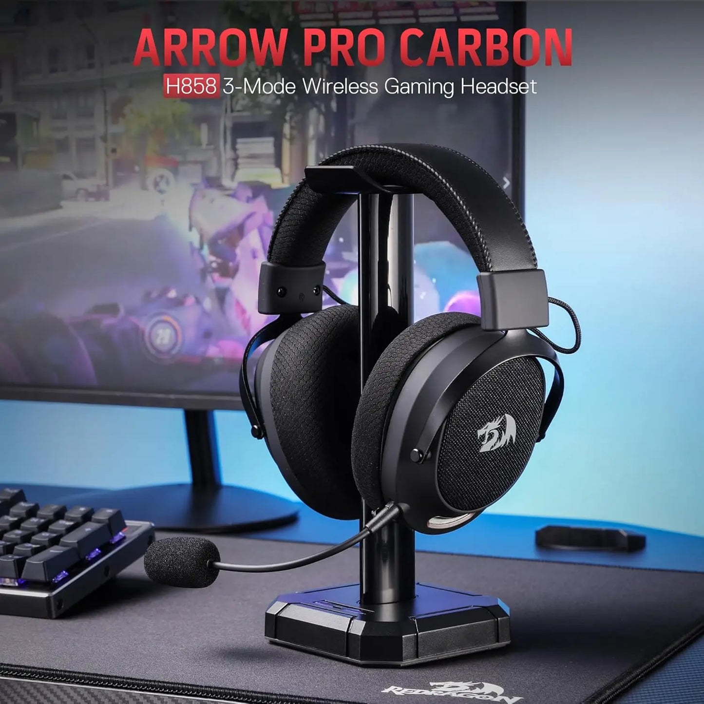 Redragon H858 Gaming Headset - 2.4GHz/Bluetooth/Wired, Gray