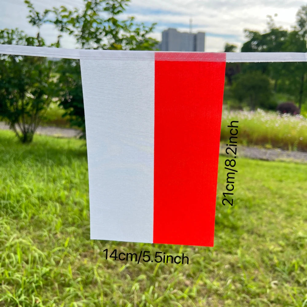 Poland Bunting Flags 14x21cm - 20pcs String Pennant Banner for Parties