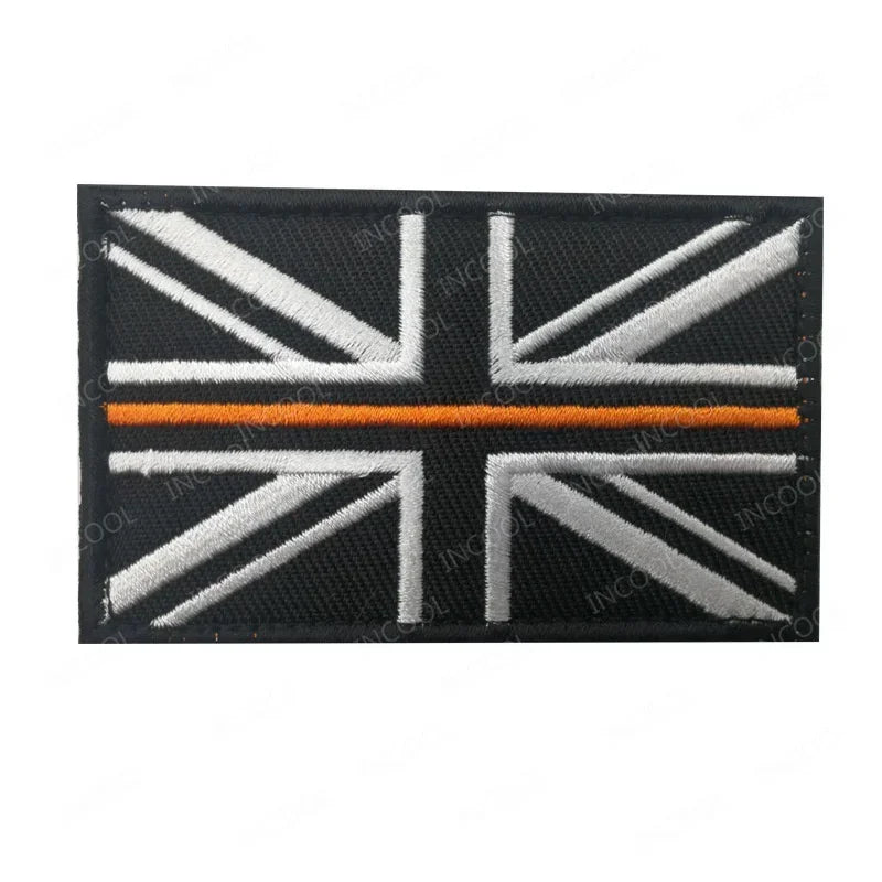 UK British Flag Embroidered Patch Hook Loop Reflective Badge Applique